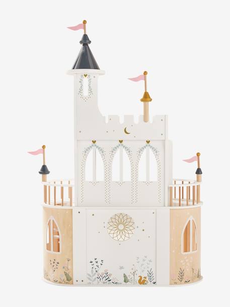 Princess Castle for Fashion Dolls in FSC®100% wood WHITE LIGHT SOLID WITH DESIGN 