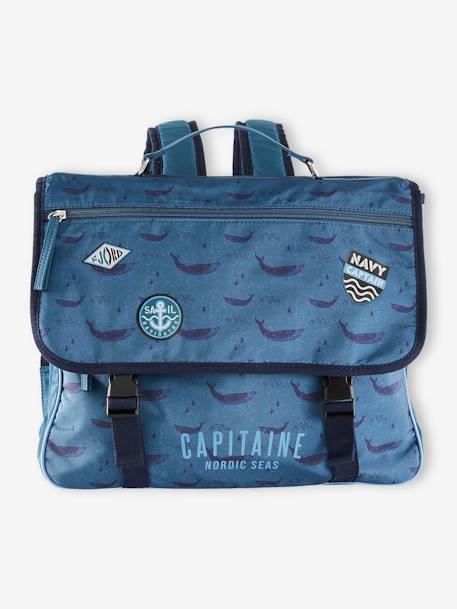'Captain' Satchel and Matching Pencil Case BLUE DARK ALL OVER PRINTED 