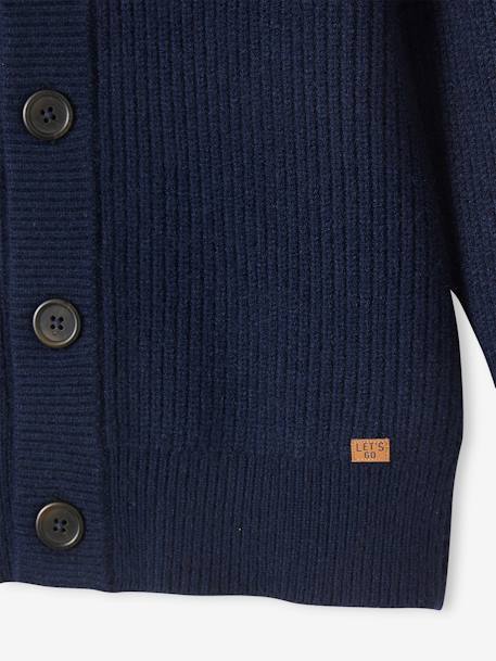 Shimmery Knit Cardigan for Boys BLUE DARK SOLID WITH DESIGN+marl grey 