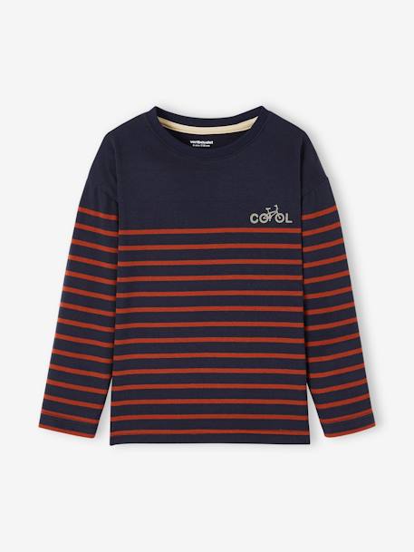 Sailor-Type Jumper with Motif on the Chest for Boys BLUE DARK STRIPED+WHITE LIGHT STRIPED+YELLOW MEDIUM STRIPED 