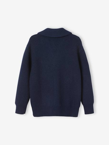 Shimmery Knit Cardigan for Boys BLUE DARK SOLID WITH DESIGN 