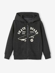 Zipped Jacket with Hood, Skateboard Motif, for Boys