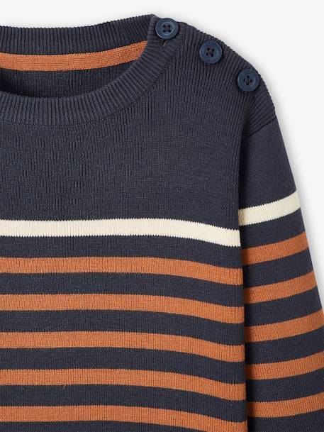 Sailor-Style Striped Jumper for Boys BROWN MEDIUM STRIPED+ecru+green+WHITE LIGHT SOLID WITH DESIGN 