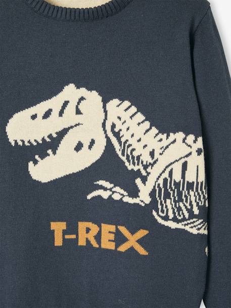 Jacquard Jumper with Fun Motif for Boys BLUE MEDIUM SOLID WITH DESIGN 