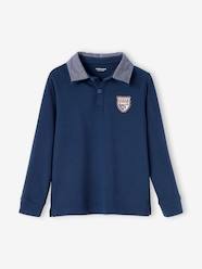Polo Shirt with Chambray Collar + Patch, for Boys