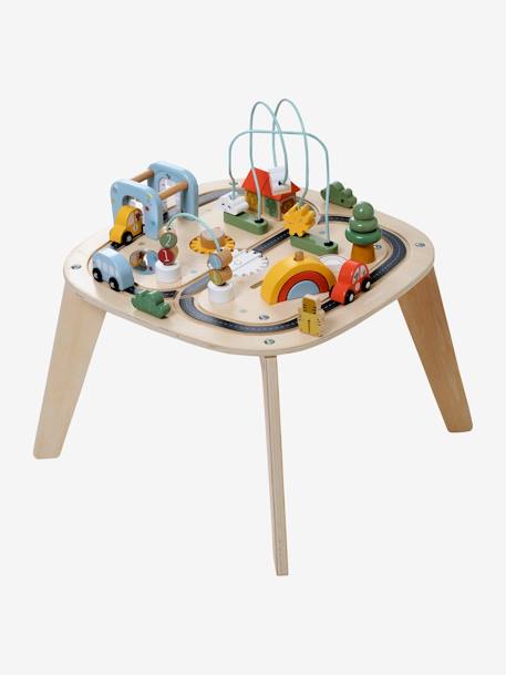 Car Track Activity Table in FSC®100% Wood BEIGE LIGHT SOLID WITH DESIGN 