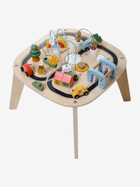 Car Track Activity Table in FSC®100% Wood BEIGE LIGHT SOLID WITH DESIGN 