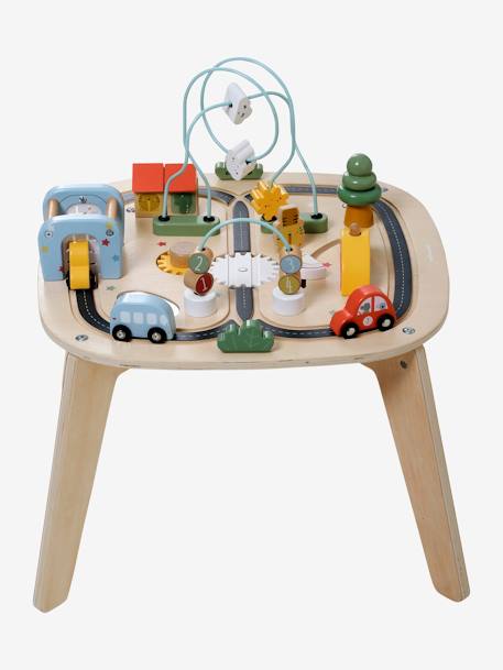 Car Track Activity Table in FSC®100% Wood BEIGE LIGHT SOLID WITH DESIGN 