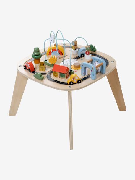 Car Track Activity Table in FSC®100% Wood BEIGE LIGHT SOLID WITH DESIGN 