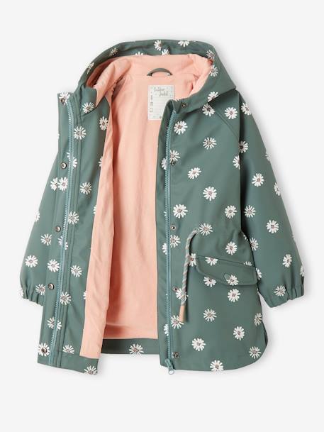 Hooded Raincoat with Magical Motifs for Girls blush+GREEN MEDIUM ALL OVER PRINTED+pale pink+rose+sky blue 