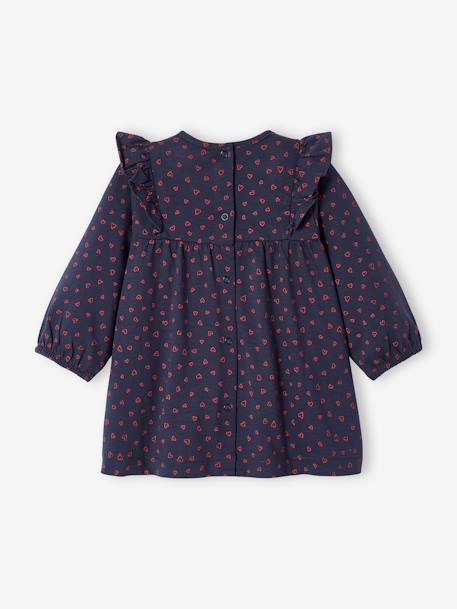 Ruffled Jersey Knit Dress for Babies BLUE DARK ALL OVER PRINTED 