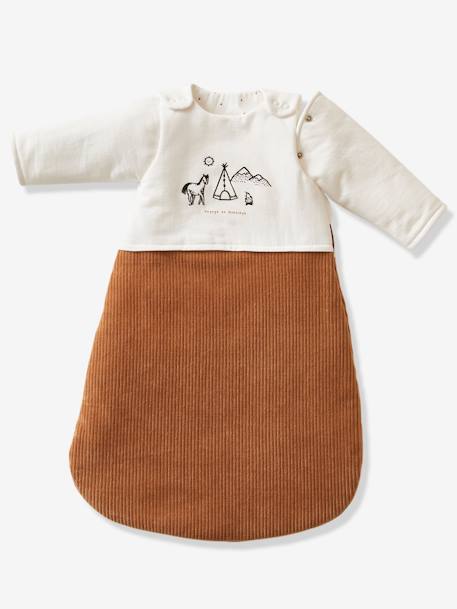 Dual Fabric Baby Sleep Bag with Detachable Sleeves, Little Nomad BROWN MEDIUM SOLID WITH DESIGN 