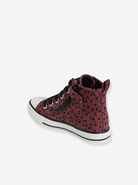 High-Top Trainers with Laces & Zips for Girls PINK DARK ALL OVER PRINTED 