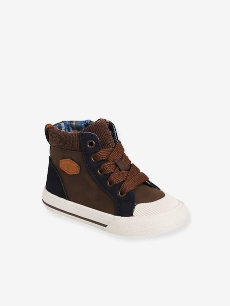 High-Top Trainers with Corduroy Details for Babies BROWN MEDIUM SOLID WITH DESIGN 