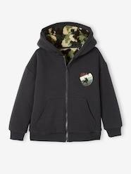 Boys-Cardigans, Jumpers & Sweatshirts-Sweatshirts & Hoodies-Zipped Jacket, Camouflage Sherpa Lining, for Boys