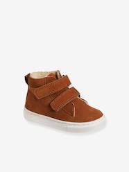 Shoes-High-Top Unisex Furry Trainers in Leather for Babies