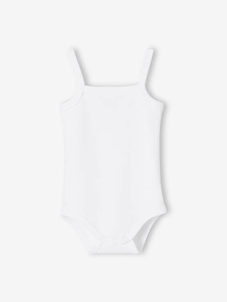 Pack of 5 Bodysuits with Fine Straps, in Interlock Knit Fabric, for Babies WHITE LIGHT TWO COLOR/MULTICOL 