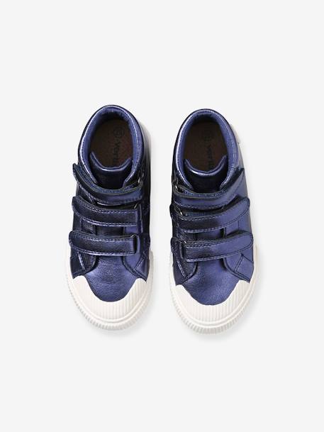 High-Top Trainers with Touch Fasteners for Girls BLUE DARK METALLIZED 