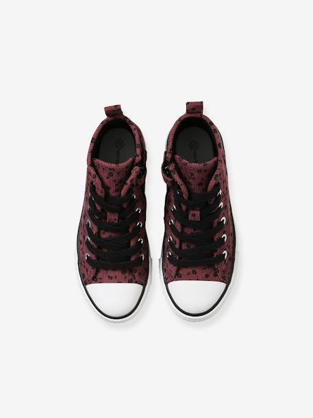 High-Top Trainers with Laces & Zips for Girls PINK DARK ALL OVER PRINTED 