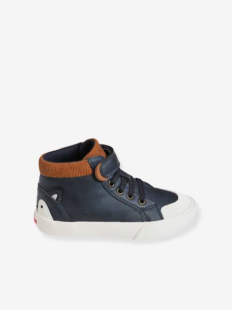 High-Top Trainers for Boys, Designed for Autonomy BLUE DARK SOLID WITH DESIGN 