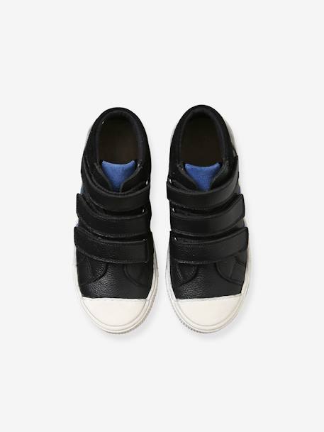 Leather High-Top Trainers for Boys BLACK DARK SOLID+BROWN DARK SOLID 