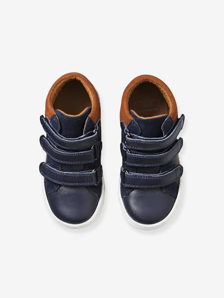 High-Top Leather Trainers for Boys, Designed for Autonomy BLUE DARK SOLID 