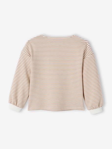 Striped Top, Boat-Neck, for Girls WHITE LIGHT STRIPED 