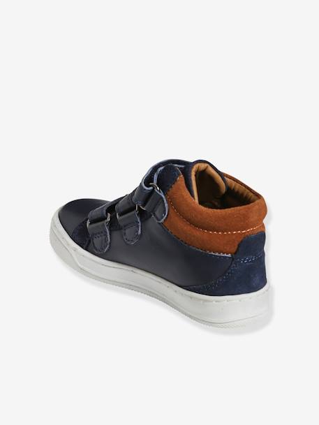High-Top Leather Trainers for Boys, Designed for Autonomy BLUE DARK SOLID 