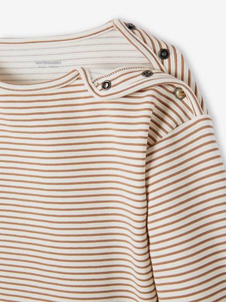 Striped Top, Boat-Neck, for Girls WHITE LIGHT STRIPED 