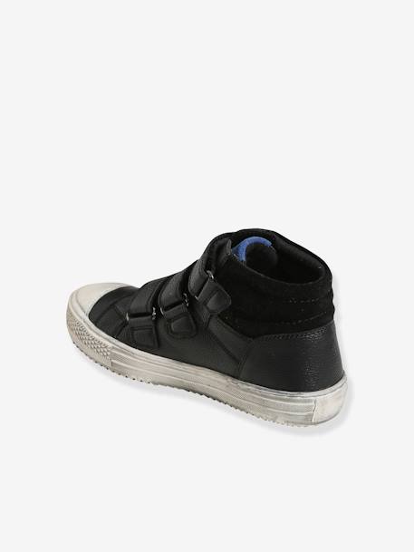 Leather High-Top Trainers for Boys BLACK DARK SOLID+BROWN DARK SOLID 