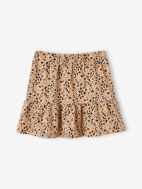 Skirt with Printed Ruffle for Girls BEIGE MEDIUM ALL OVER PRINTED 