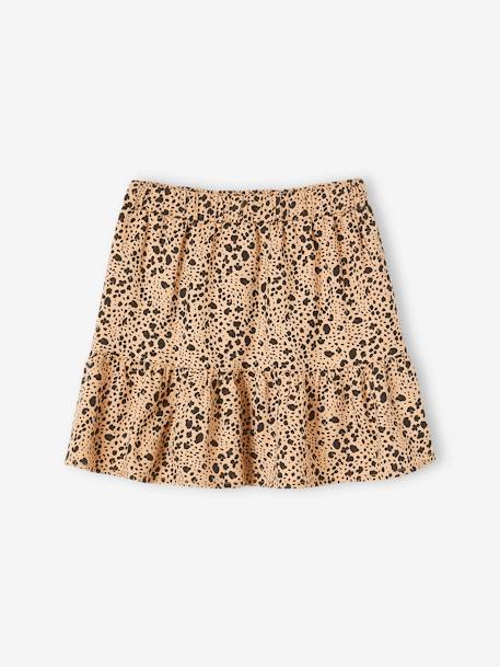 Skirt with Printed Ruffle for Girls BEIGE MEDIUM ALL OVER PRINTED 