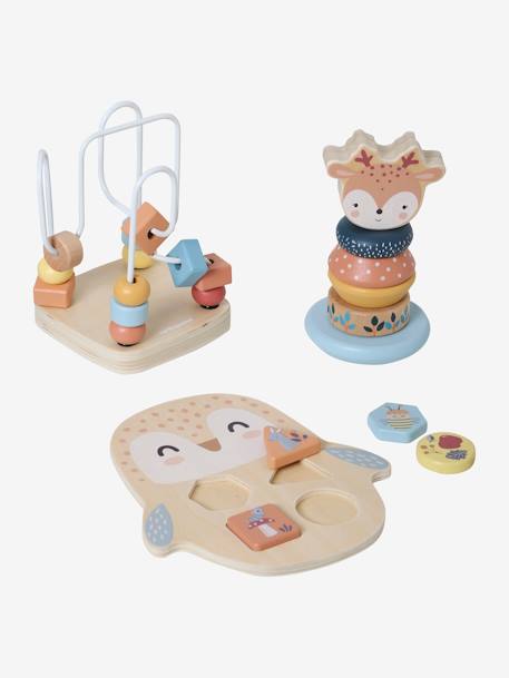 Enchanted Forest Box Set with 3 Early Learning Toys in FSC® Wood BEIGE LIGHT SOLID WITH DESIGN 