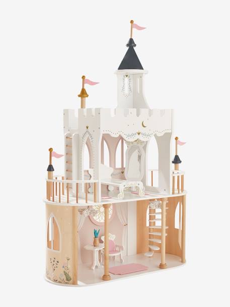 Princess Castle for Fashion Dolls in FSC®100% wood WHITE LIGHT SOLID WITH DESIGN 