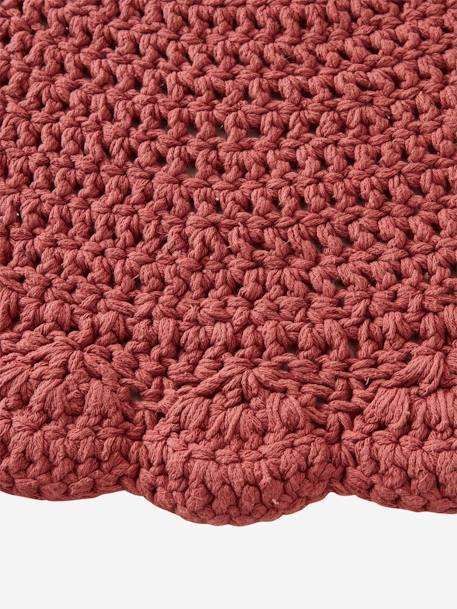 Crochet Rug PINK DARK SOLID WITH DESIGN 