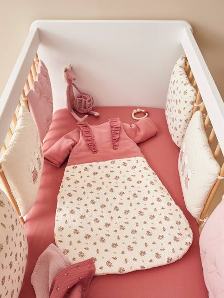Dual Fabric Baby Sleep Bag with Removable Sleeves, Barn PINK MEDIUM SOLID WITH DESIG 