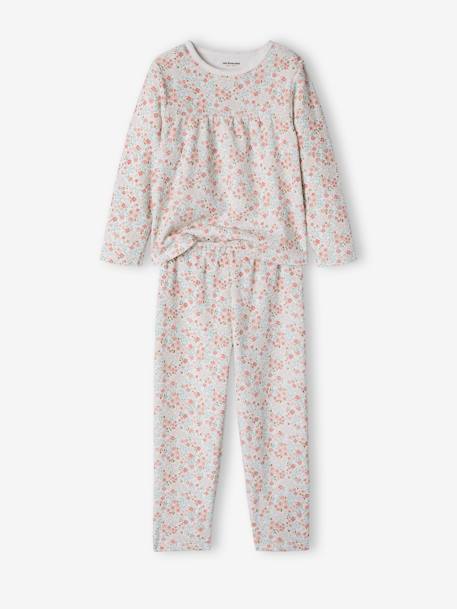 Pack of 2 Floral Velour Pyjamas for Girls BEIGE LIGHT SOLID WITH DESIGN 