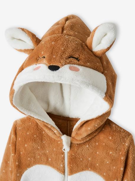 Fox Onesie for Girls BROWN LIGHT SOLID WITH DESIGN 
