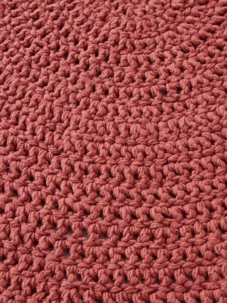 Crochet Rug PINK DARK SOLID WITH DESIGN 