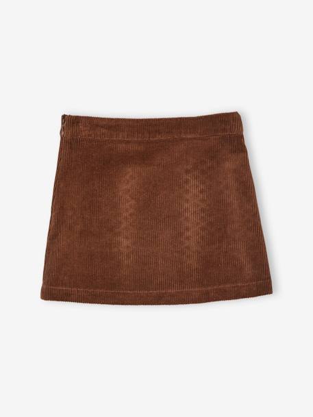 Corduroy Skirt with Wrap-Over Effect for Girls BROWN MEDIUM SOLID 