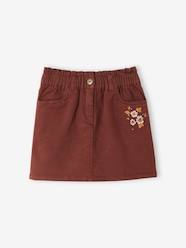 Girls-Paperbag Skirt with Embroidered Flowers, for Girls