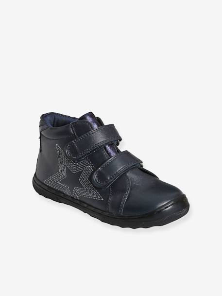 Touch-Fastening Leather Ankle Boots for Girls, Designed for Autonomy BLUE DARK SOLID 