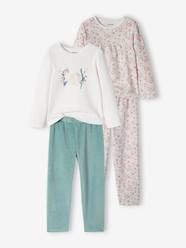 Girls-Pack of 2 Floral Velour Pyjamas for Girls