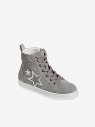 High-Top Leather Trainers with Laces & Zips for Girls