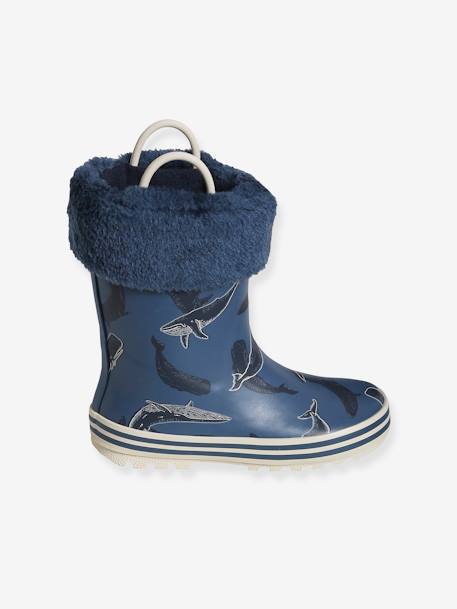 Printed Wellies for Boys, Designed for Autonomy BLUE DARK GREYED 