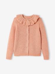 Cardigan in Soft Knit with Collar, for Girls