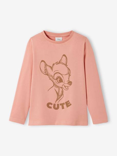 Long Sleeve Bambi Top for Girls by Disney® PINK DARK SOLID WITH DESIGN 
