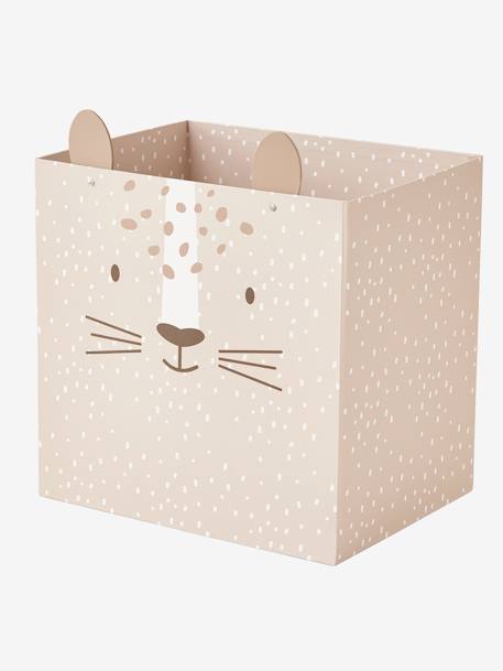 Tiger Wastepaper Basket in Foldable Cardboard BEIGE LIGHT SOLID WITH DESIGN 