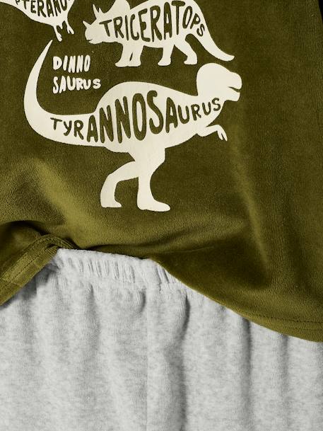 Pack of 2 'Dinosaurs' Pyjamas in Velour for Boys GREEN MEDIUM SOLID WITH DESIG 