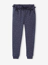 Girls-Trousers-Frilly Joggers with Flower Print for Girls